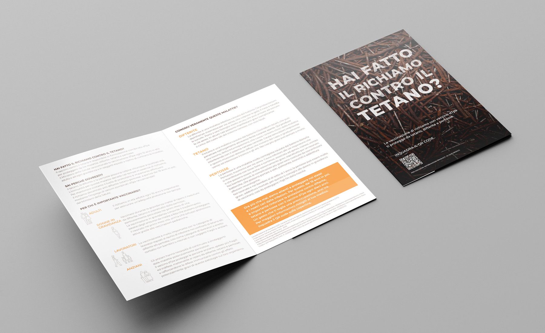Sono stati declinati diversi materiali di comunicazione, sia stampa, che digitali, come vetrofanie, locandine, video per gli schermi delle farmacie e leaflet informativi dedicati al vaccino.